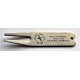 Example of engraved stainless bent metal pitch mark repair tool